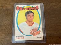 Front of Marcel Dionne rookie card in holder
