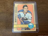 Front view of Tim Horton O-Pee-Chee card in plastic holder