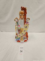 Front view of ceramic Shou Xing statue