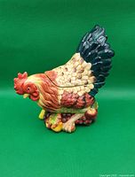 Full left side view of rooster cookie jar