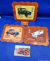 Front view of three calendar cards and postcard