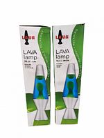 Front view of two boxed 14.5-inch Lava lamps showing branding, color, and size