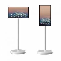Front view showing portrait and landscape positions of LG StanbyME display