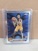 Front view of Maxwell Lewis Topps Chrome rookie card in top loader