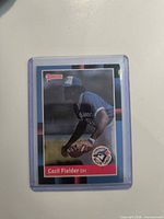 Front of Cecil Fielder Donruss baseball card in toploader