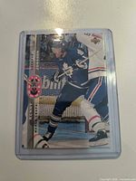 Front view of Kenny Jonsson Maple Leafs trading card inside top loader