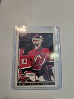 Front of Martin Brodeur Donruss Premier card in top loader