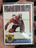 Front of Tony Esposito Greatest Goalies card in sleeve
