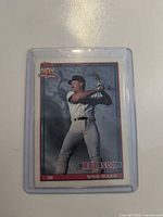 Front of 1991 Topps Wade Boggs #450 card in holder