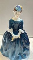 Front view of Royal Doulton Cherie figurine in blue dress