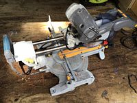 Full view of Mastercraft sliding compound miter saw on floor