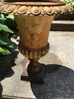 Full view of urn showing shape, patina and size