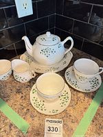 Entire tea set on counter