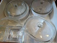 Overview of all bakeware pieces inside drawer