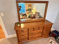 Front view of dresser with mirror attached