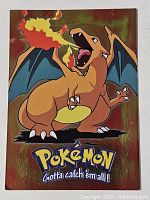 Front view of Charizard foil trading card