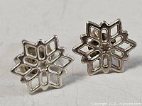 Front view showing both snowflake earrings design