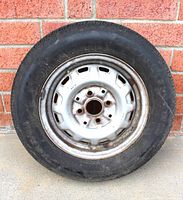 Front view of mounted tire and wheel