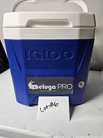 Front view of Beluga Pro Igloo cooler showing branding
