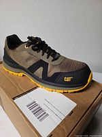 Side view of right shoe on box