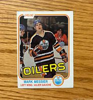 Front view of Mark Messier O-Pee-Chee card showing image, logo, team name and card design