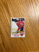 Front of Denis Savard rookie card showing image and Black Hawks caption
