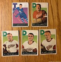 Fronts of five 1962-63 Parkhurst hockey cards