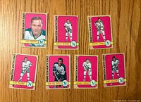 Fronts of seven 1972-73 O-Pee-Chee Minnesota North Stars cards