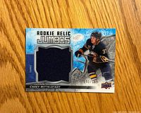 Front of Casey Mittelstadt Rookie Relic Jumbos card showing jersey swatch, serial number 151/199, branding