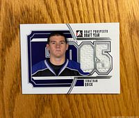 Front view of Jonathan Quick Draft Prospects jersey card displaying jersey swatch