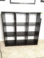 Front view of 9-cube espresso shelf showing all compartments