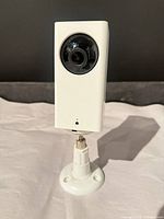 Front view of Wyze camera on mount