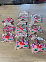 All nine masks laid out on table