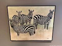 Front view of framed Lee Reynolds zebra painting