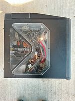 Side view of tower case showing window and interior