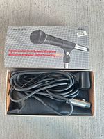 Microphone box top showing product image and name
