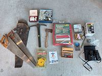 Overall view of all items laid out on concrete