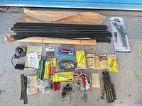 Full lot overview showing track sections, sealed turnout, wiring, accessories