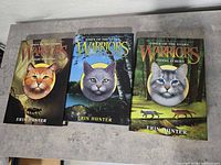 Front view of three Warriors: Omen of the Stars hardcovers