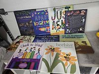 All nine hardcover children’s books laid out for front cover visibility