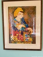 Framed lithograph showing full artwork, mat and frame