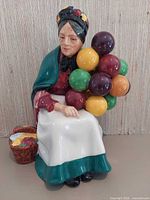 Front view of figurine with balloons and basket