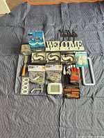 Entire lot laid out on blanket showing all components