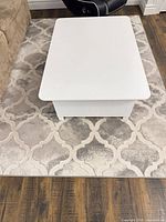 Top view of rectangular white coffee table