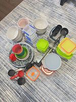 Overhead view of all items arranged on table