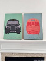 Both canvas prints side by side on mantel for size and design reference