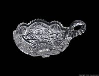 Oblique view showing bowl shape, handle and pattern