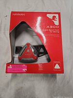 Front of retail box showing Navman A300 device through window