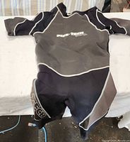 Front view of Pike Tech 2 mm shorty wetsuit