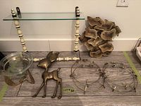 Group shot of all brass decor items